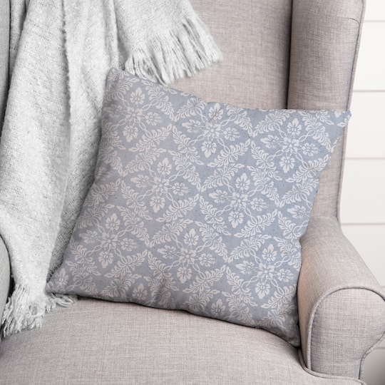 Medallion Blues Throw Pillow
